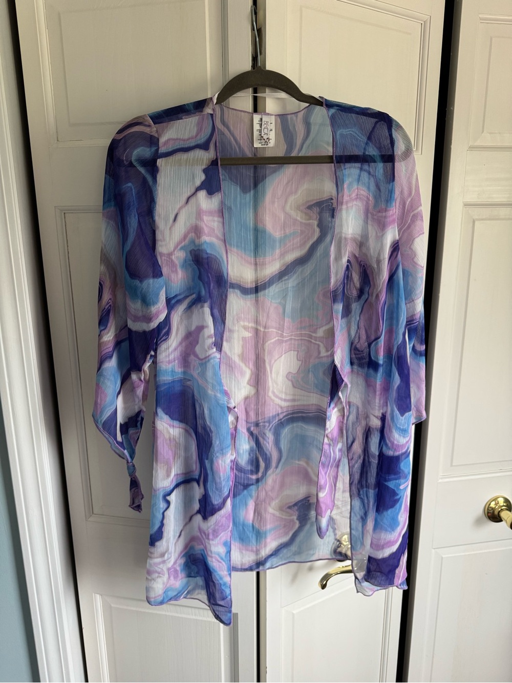 BECCA by Rebecca Virtue Marble Print Sheer Swim Cover-Up Kimono